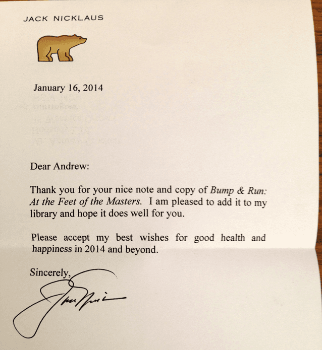 Letter from Jack Nicklaus